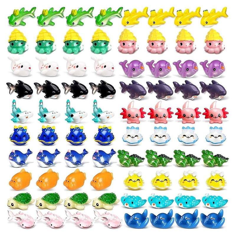 72 Pcs Resin Ocean Animal Figurines Ornaments Miniature Ocean Animals Mini Resin Figures Aquarium Or