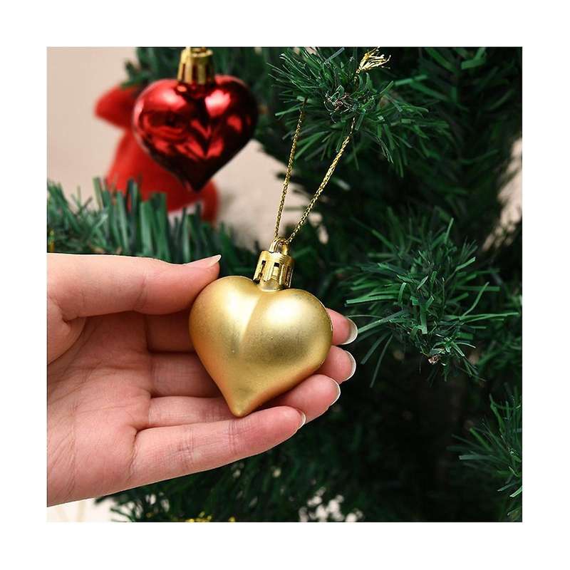 72pcs Christmas Decoration Balls, Heart Charms Christmas Party Decoration Home Decor