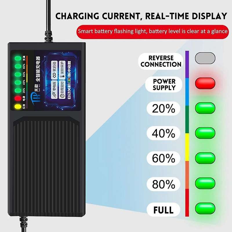 72v 20ah Electric Vehicle Charger with 7 Light Power Display Current Leakage Protection Lead Acid C