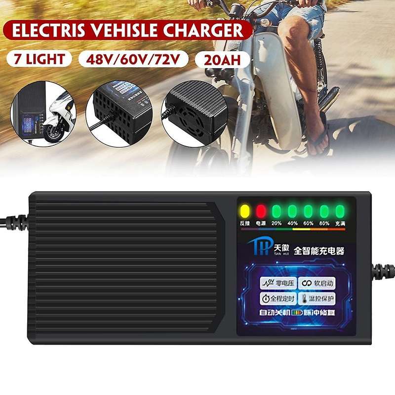 72v 20ah Electric Vehicle Charger with 7 Light Power Display Current Leakage Protection Lead Acid C