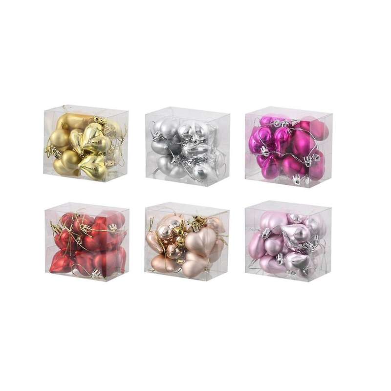 72pcs Christmas Trees Decoration Balls, Heart Charms Christmas Party Decoration Home Decor