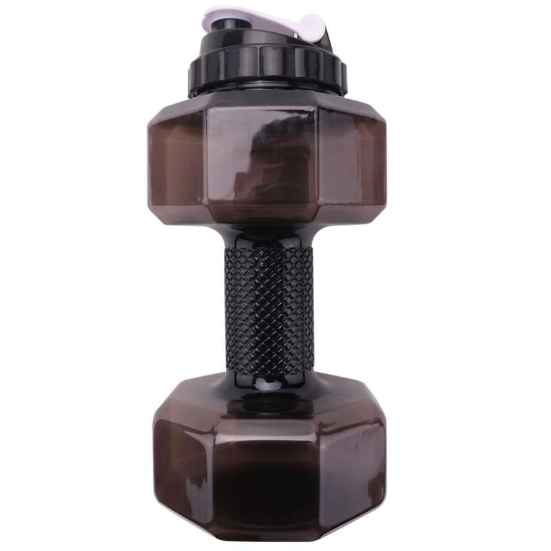 75 Oz (2.2 L) Dumbbell Shaped Water Bottle Big Capacity Free Flip Top Leak Proof Lid Black