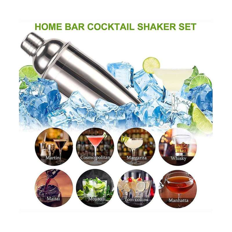 750ml Cocktail Shaker Mixer Stainless Steel Wine Martini Boston Shaker for Bartender Drink Party Ba