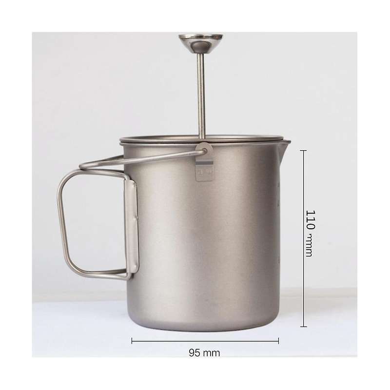 750ml Pure Titanium Coffee Cup Portable Mug French Press Coffee Pot with Stainless Steel Strainer T