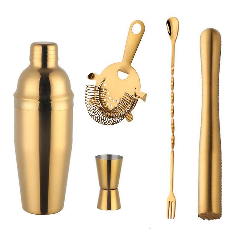 750Ml Stainless Steel Boston Cocktail Set Shaker Wine Pourers Set with Strainer Measure Cup Bartende