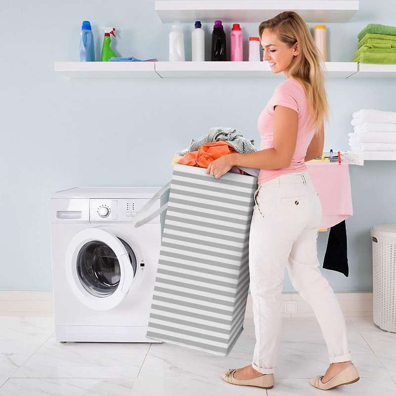 75L Large Laundry Basket Foldable Toys Storage Bag with Handle -Gray