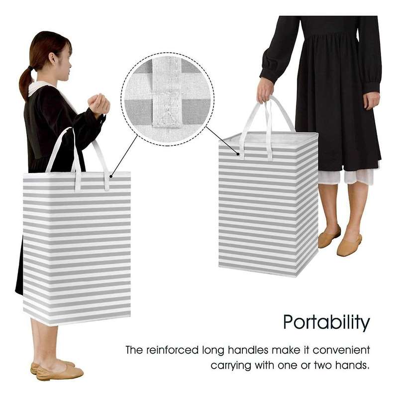 75L Large Laundry Basket Foldable Toys Storage Bag with Handle -Gray