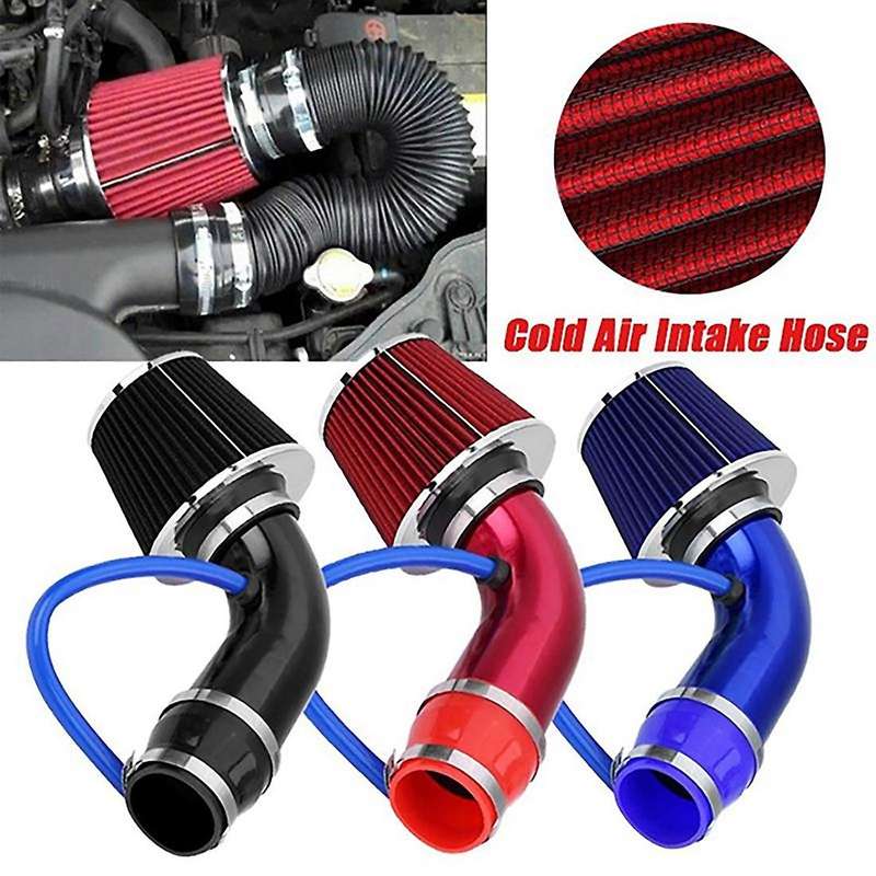 76mm 3 Inch Universal Car Cold Air Intake Filter Aluminum Induction Hose Pipe Kit Red