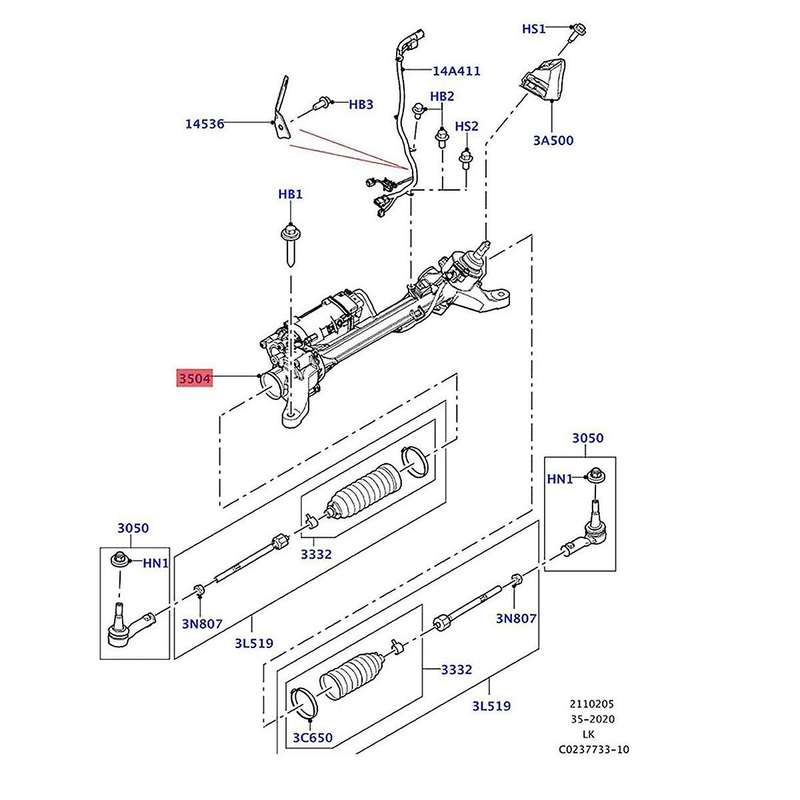 7806040564 Electric Steering Rack and Pinion Gear Belt for Land Rover Range Rover Evoque 2011-2019 H
