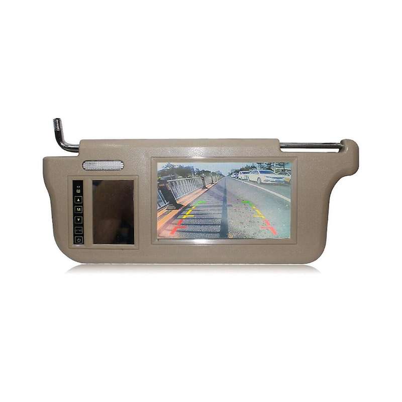 7Inch Beige Car Right Sun Visor Rear View Mirror Screen LCD Monitor 2 Channel Video