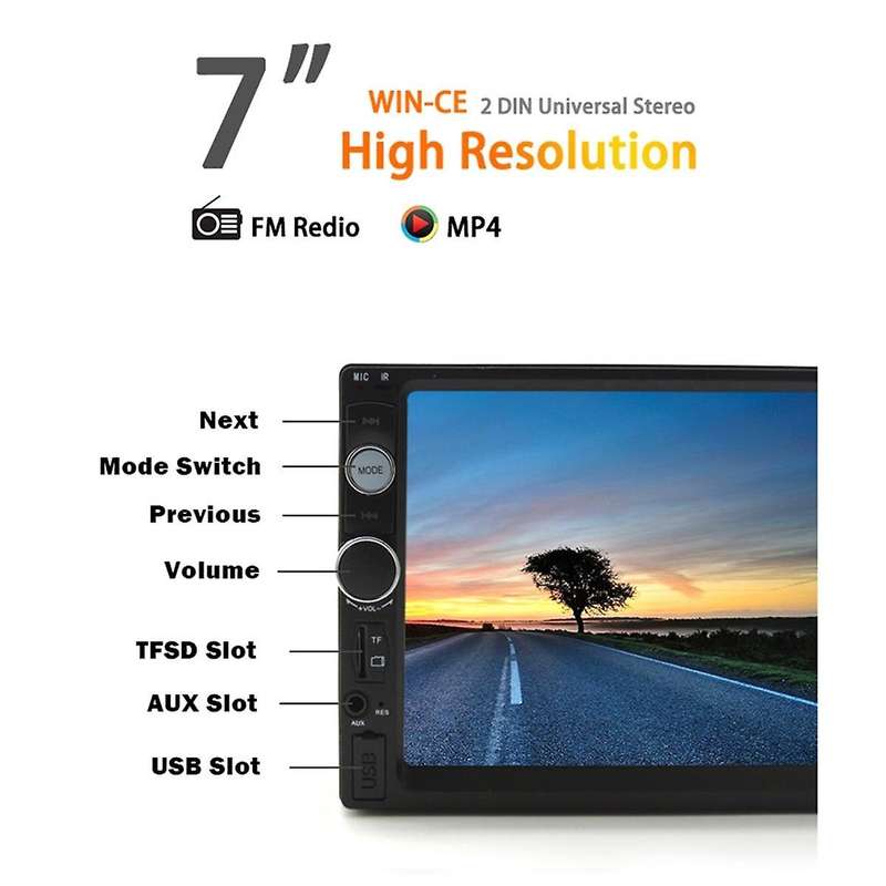 7inch 2DIN MP5 Player Car Radio Multimedia Universal with Bluetooth USB TF FM Wired Android Auto Car
