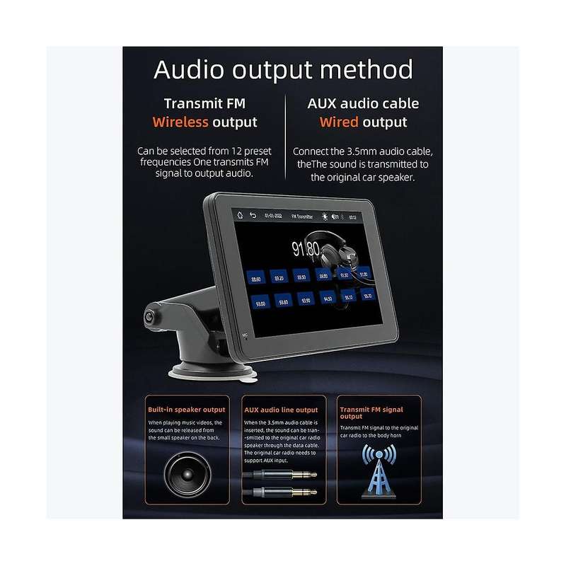 7inch Car Touch 2.5d Screen Wireless Carplay Android Auto Car Portable Radio Bluetooth Mp5 Fm Recei