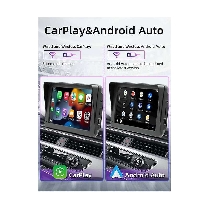 7inch Car Radio with Dashcam, Dash Mount Carplay & Android Auto, Car Stereo Bluetooth, Mirror Link,