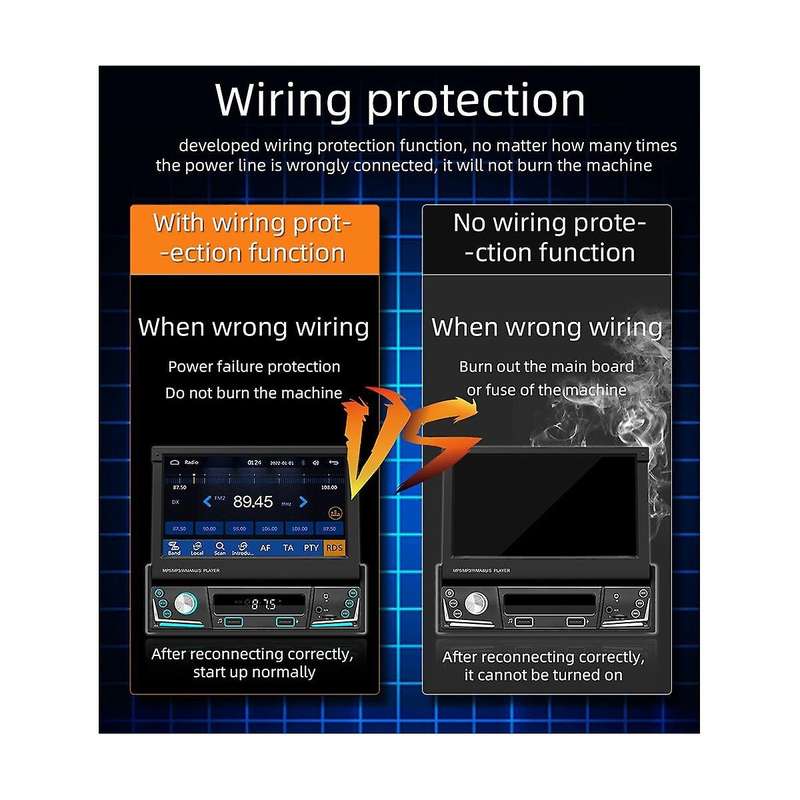 7inch Car Manual Telescopic Screen Wireless Carplay Android Auto Car Portable Radio Bluetooth Mp5 F