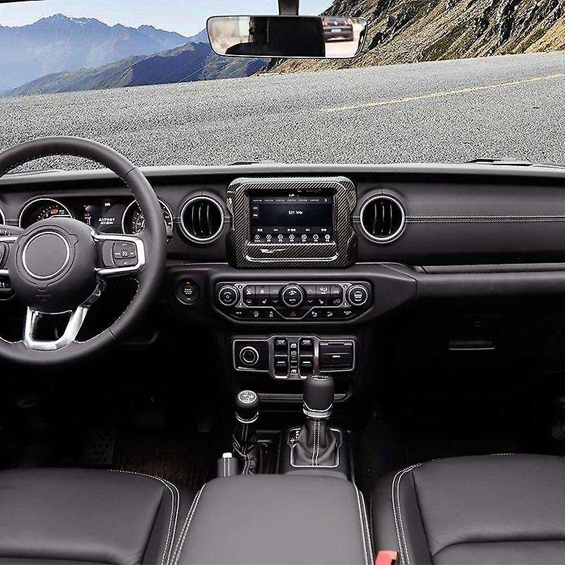 7-Inch Dashboard GPS Navigation Panel Frame Cover Trim ABS for 2018 2019 2020 2021 Wrangler JL JLU,