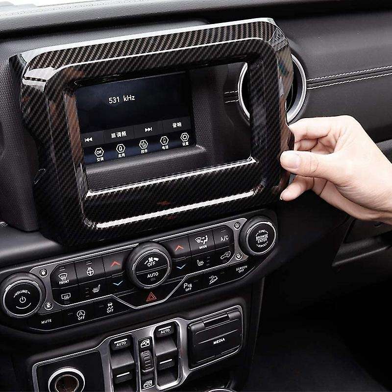 7-Inch Dashboard GPS Navigation Panel Frame Cover Trim ABS for 2018 2019 2020 2021 Wrangler JL JLU,