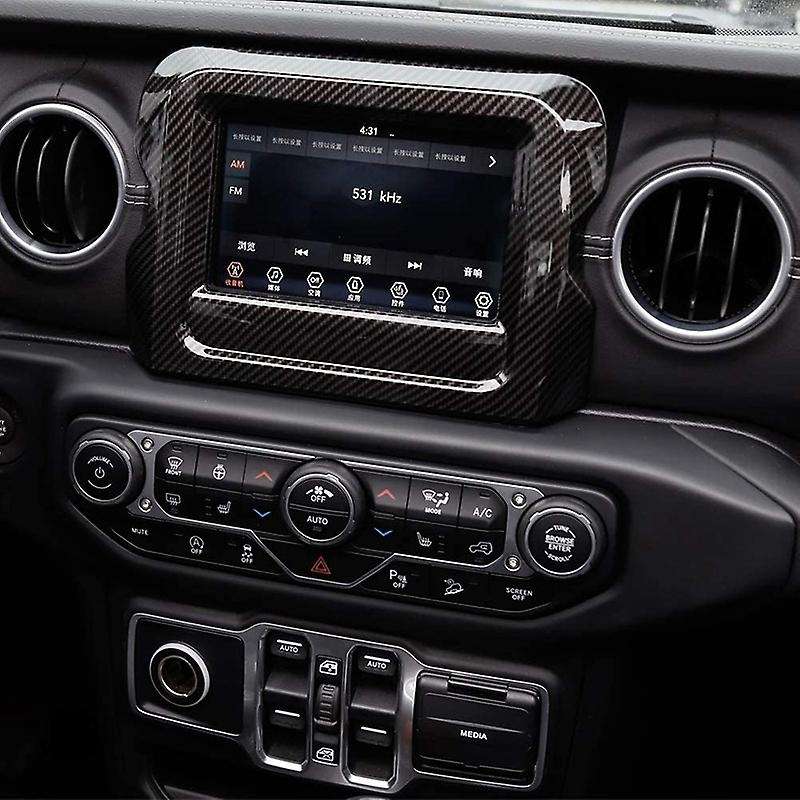7-Inch Dashboard GPS Navigation Panel Frame Cover Trim ABS for 2018 2019 2020 2021 Wrangler JL JLU,