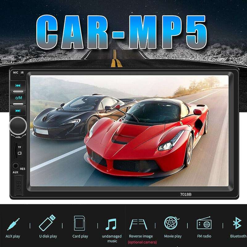 7Inch Double 2 DIN Car MP5 Player Bluetooth Press Screen Stereo GPS Navigation Radio with Rear View
