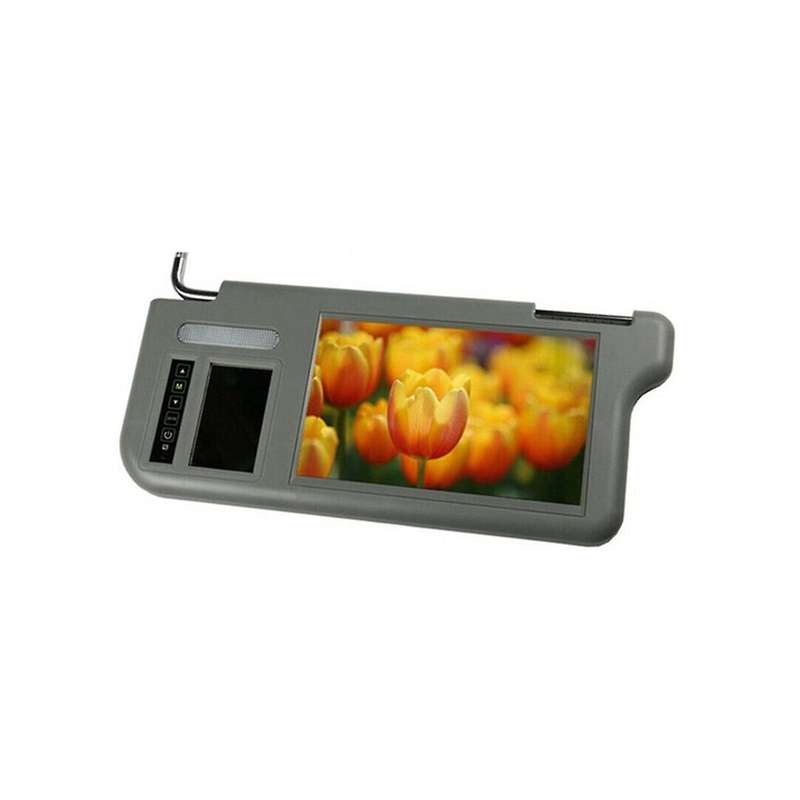 7inch Gray Car Left Sun Visor Rear View Mirror Screen Lcd Monitor 2 Channel Video