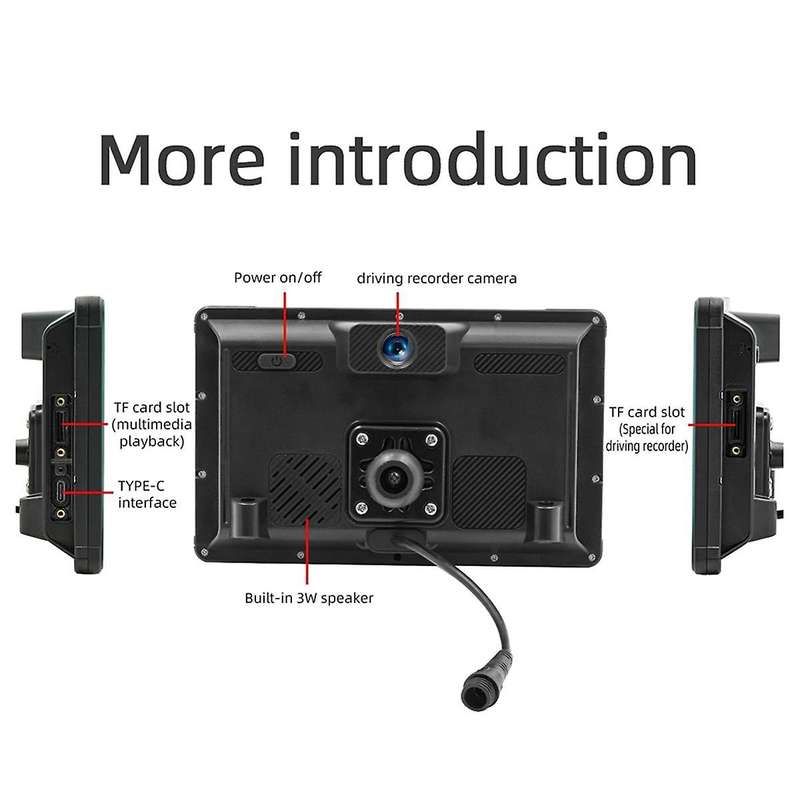 7Inch IPS Screen Mototorcycle Wireless Carplay Android Auto GPS Navigation Driving Recorder IP65 Wa