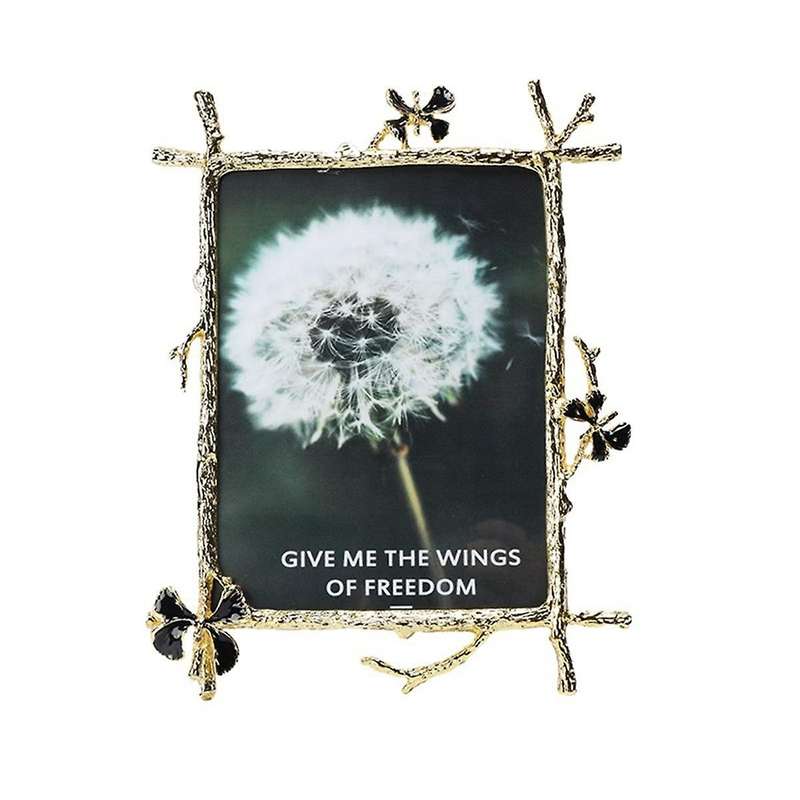 7inch Nordic Vintage Metal Butterfly Photo Frame Family Portrait Nightstand Desktop Square Gold Pict