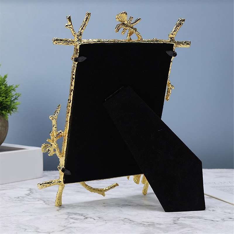 7inch Nordic Vintage Metal Butterfly Photo Frame Family Portrait Nightstand Desktop Square Gold Pict