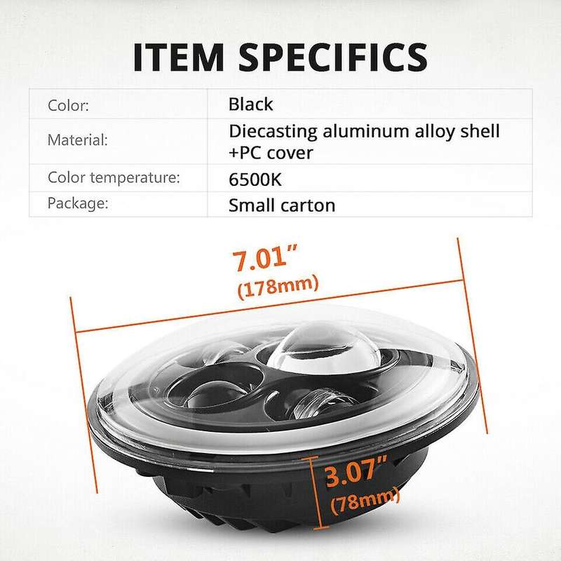 7-Inch LED Headlights, Near and Far Light, Turn Signal Angel Eye Aperture, Suitable for JK JL TJ CJ