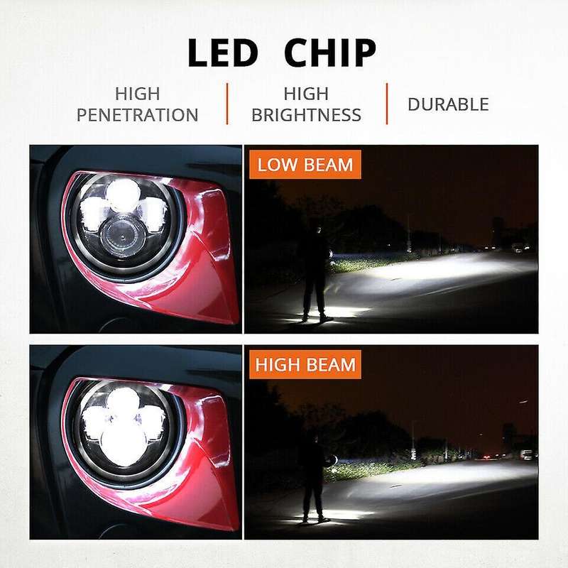 7-Inch LED Headlights, Near and Far Light, Turn Signal Angel Eye Aperture, Suitable for JK JL TJ CJ