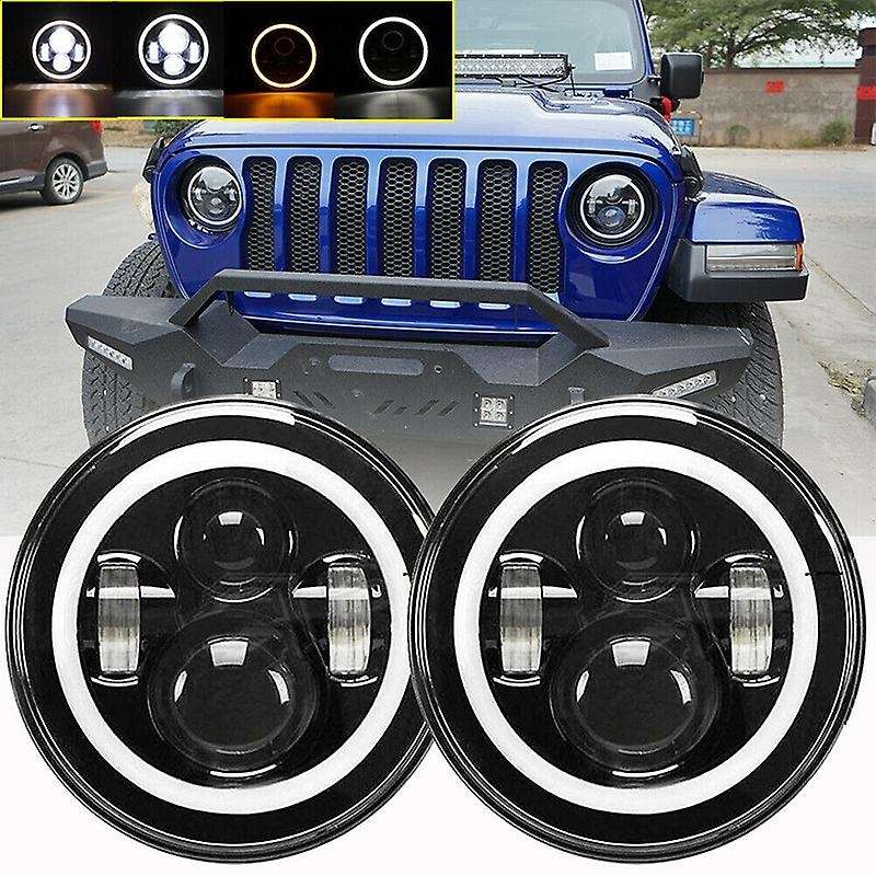 7-Inch LED Headlights, Near and Far Light, Turn Signal Angel Eye Aperture, Suitable for JK JL TJ CJ