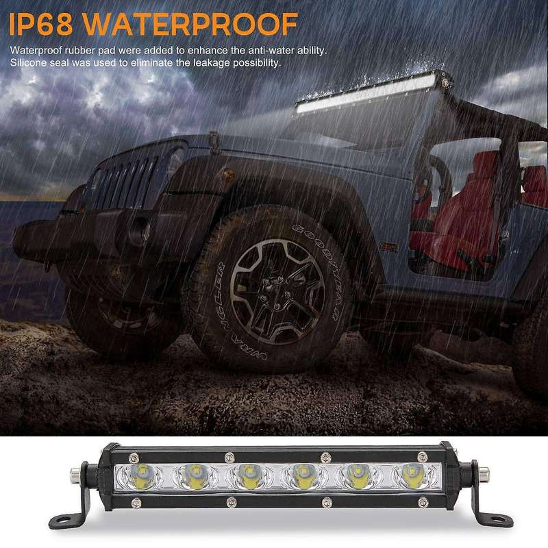 7Inch Ultra-Slim Single Row Off Road LED Light Bar 1800LM 18W Waterproof Spot Flood Combo Light for
