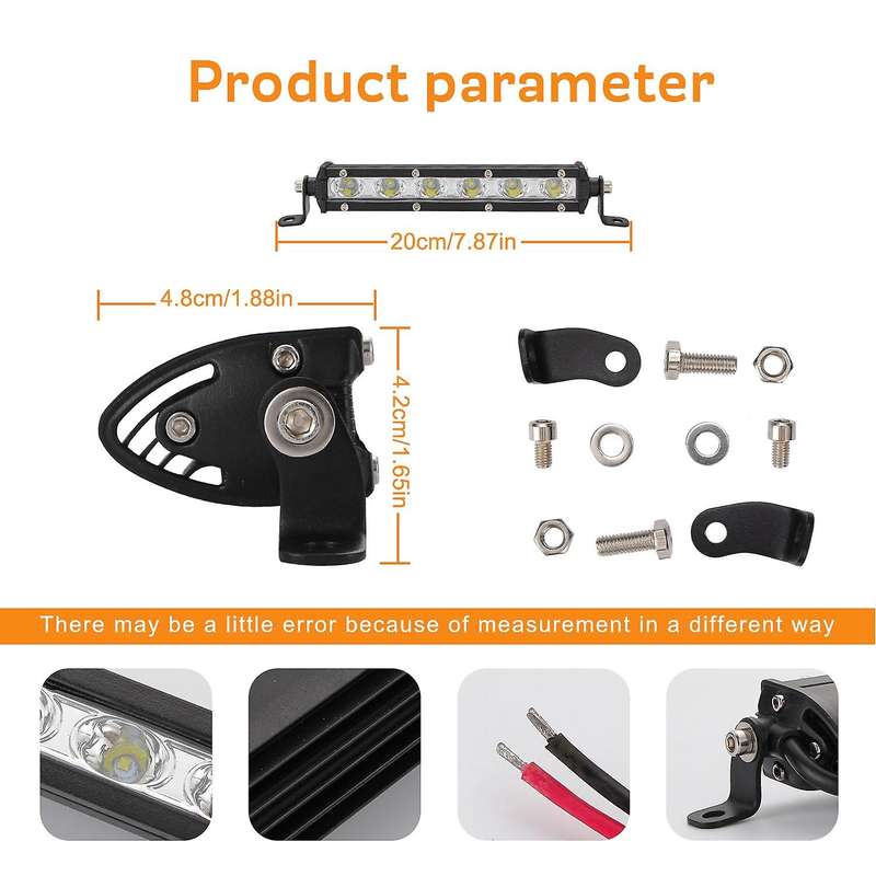 7Inch Ultra-Slim Single Row Off Road LED Light Bar 1800LM 18W Waterproof Spot Flood Combo Light for