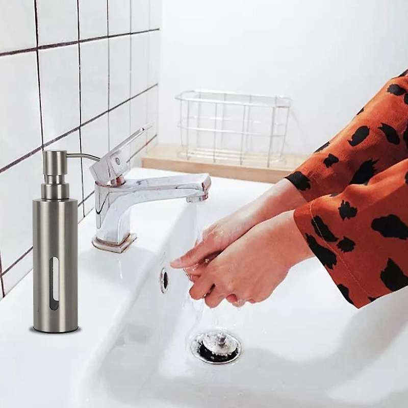 7oz Pump Dispenser for Bathroom, Stainless Steel Dish Soap Dispenser for Kitchen, Rustproof Liquid