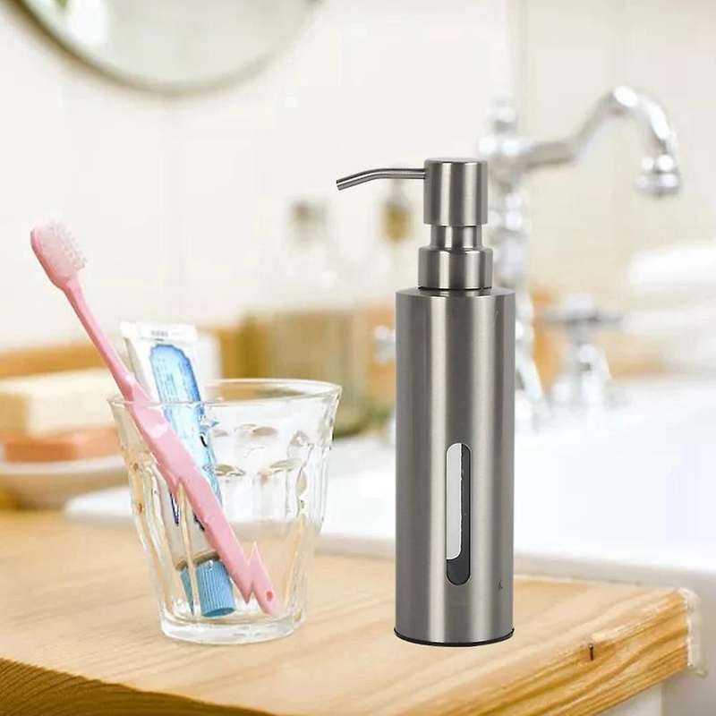 7oz Pump Dispenser for Bathroom, Stainless Steel Dish Soap Dispenser for Kitchen, Rustproof Liquid