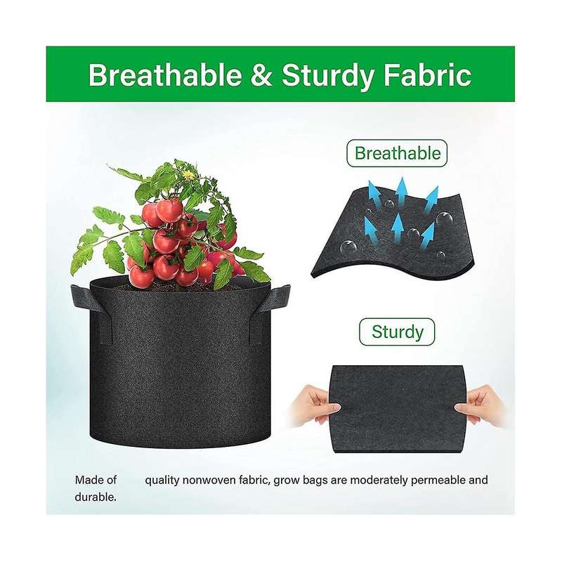7-pack 7 Gallon Grow Bags, Aeration Nonwoven Fabric Plant Pots with Handles, Heavy Duty Gardening P