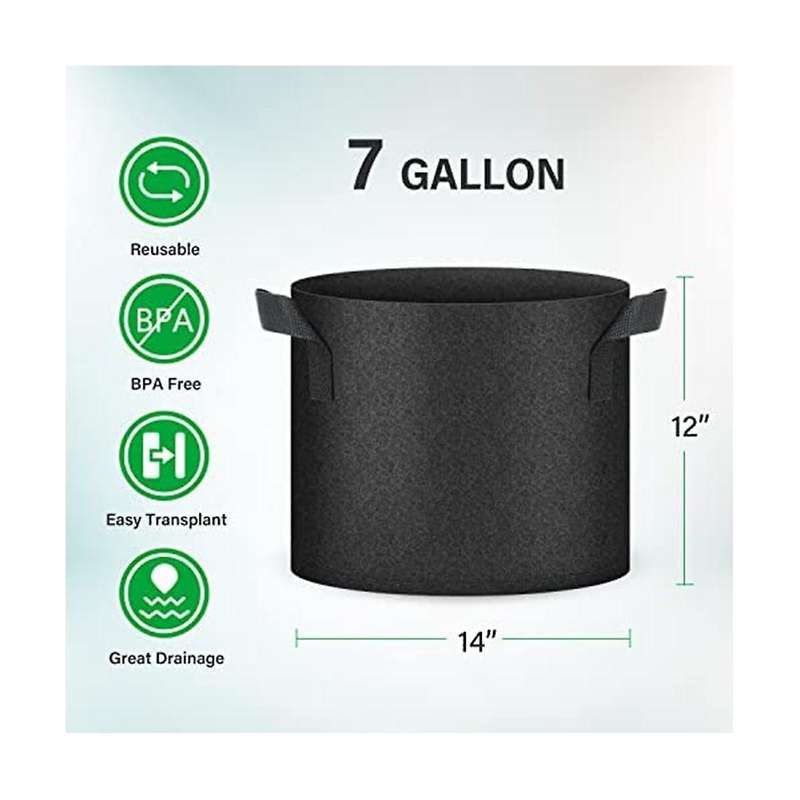 7-pack 7 Gallon Grow Bags, Aeration Nonwoven Fabric Plant Pots with Handles, Heavy Duty Gardening P