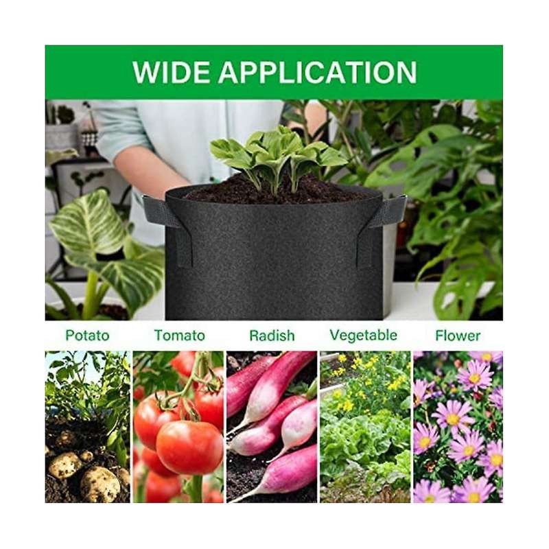 7-pack 7 Gallon Grow Bags, Aeration Nonwoven Fabric Plant Pots with Handles, Heavy Duty Gardening P