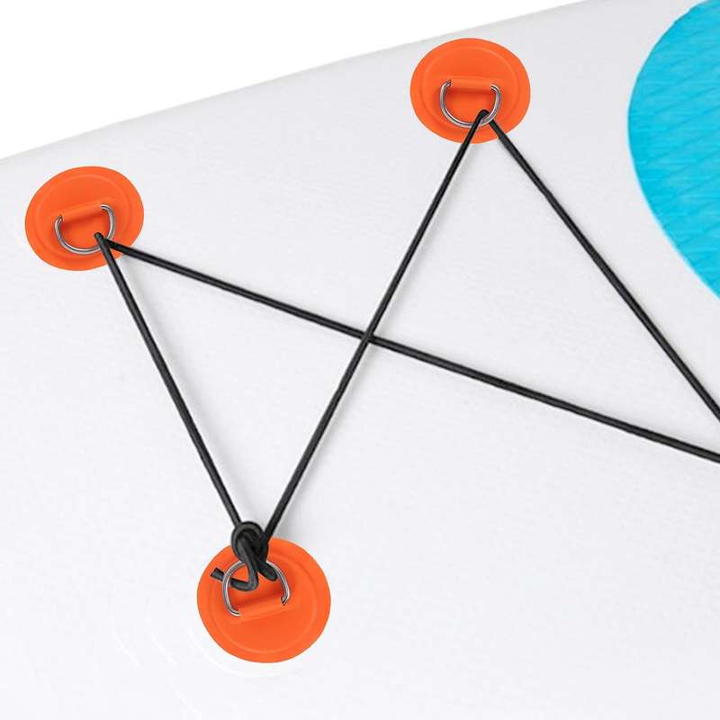 7Pack D-Ring Patch Kayak D Ring Pads & 20Ft Strong Elastic Bungee Shock Cord with Hooks Bungee Deck