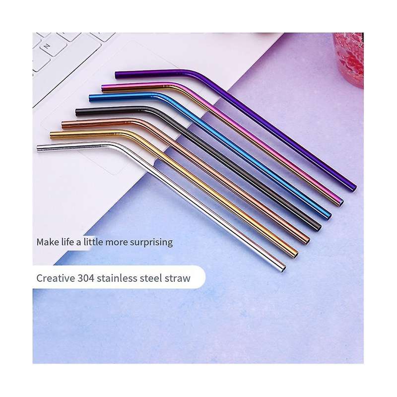 7Pcs 300mm Stainless Steel Straws Metal Colors, Fits 40 Oz Tumbler, Extra Long Reusable Ecofriendly