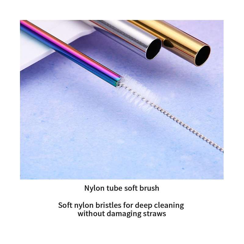 7Pcs 300mm Stainless Steel Straws Metal Colors, Fits 40 Oz Tumbler, Extra Long Reusable Ecofriendly