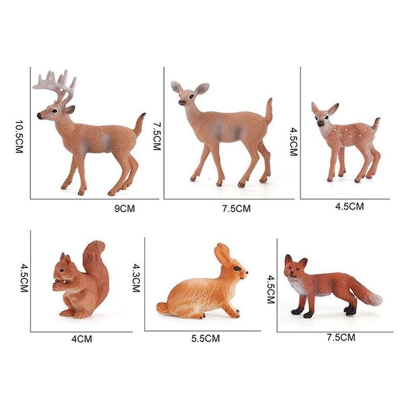7Pcs Animal Figurine Animals Woodland Creatures Figurines Miniature Toys Cake Toppers Home Decor Acc