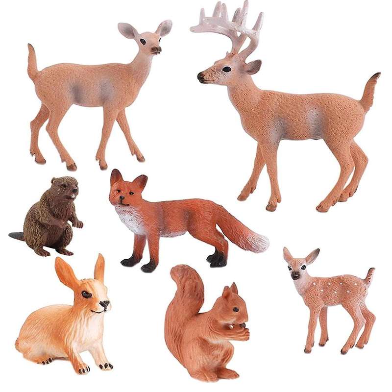 7Pcs Animal Figurine Animals Woodland Creatures Figurines Miniature Toys Cake Toppers Home Decor Acc