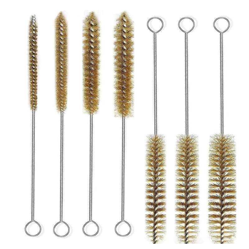 7Pcs Brass Wire Tube Brushes Bottle Brush Set,Wire Brushes for Cleaning,Wire Pipe Cleaner Bore Brush