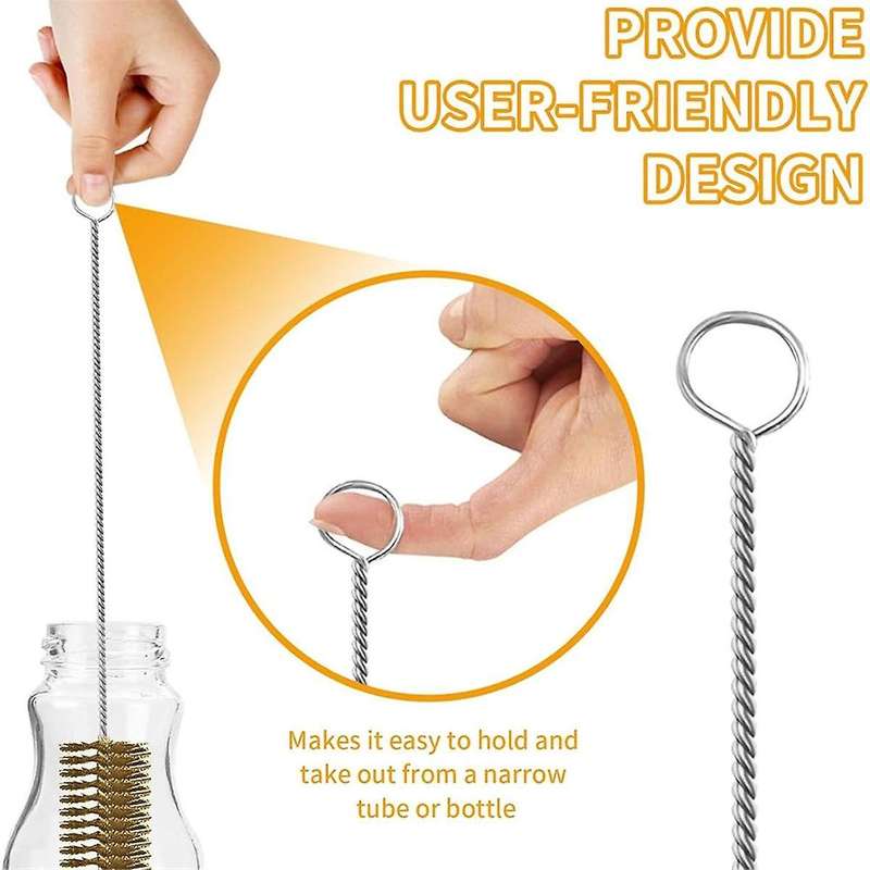 7Pcs Brass Wire Tube Brushes Bottle Brush Set,Wire Brushes for Cleaning,Wire Pipe Cleaner Bore Brush