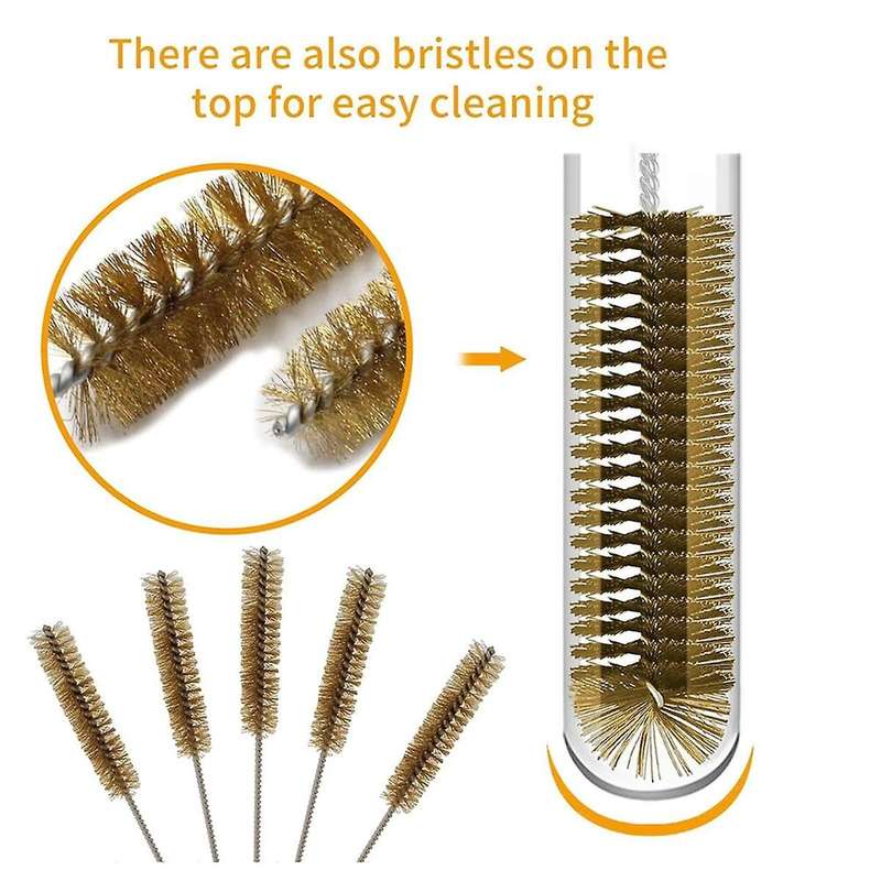 7Pcs Brass Wire Tube Brushes Bottle Brush Set,Wire Brushes for Cleaning,Wire Pipe Cleaner Bore Brush