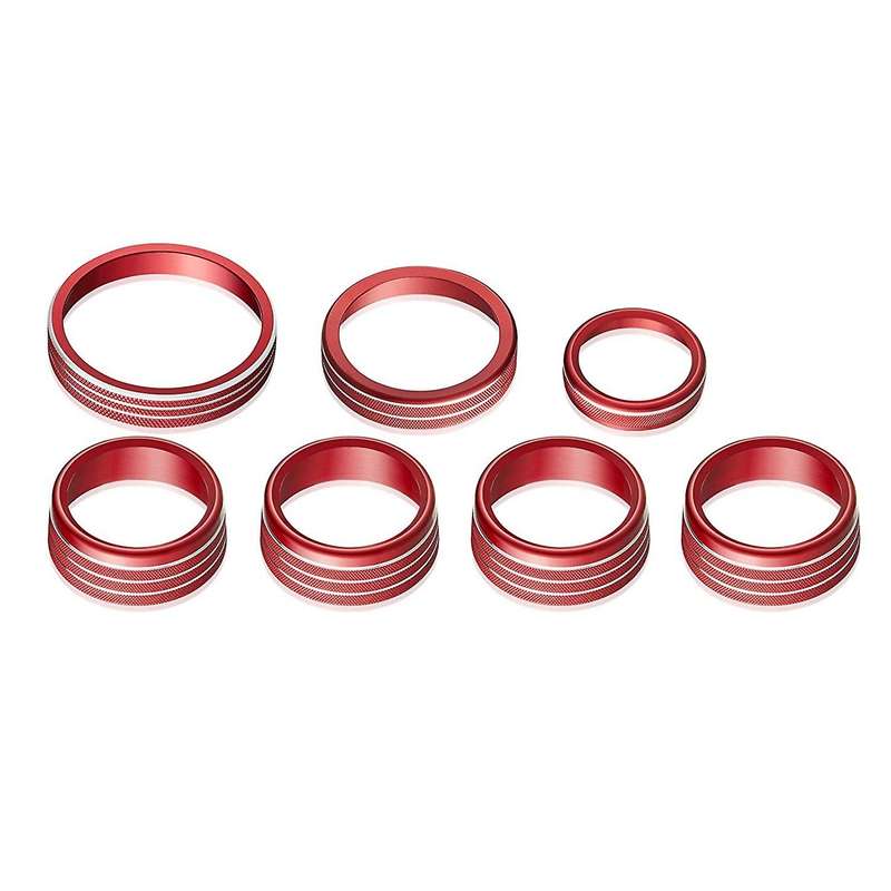 7PCS Car Air Conditioner Volume Knob Ring 4WD Trailer Headlight Switch Button Cover for 2016-2020,Re