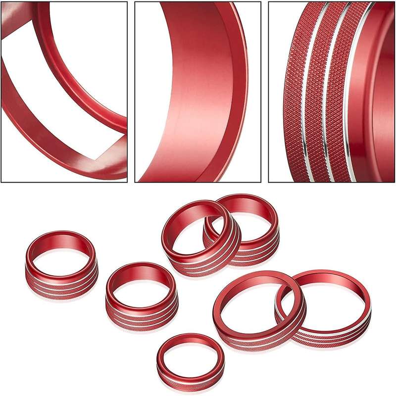 7PCS Car Air Conditioner Volume Knob Ring 4WD Trailer Headlight Switch Button Cover for 2016-2020,Re