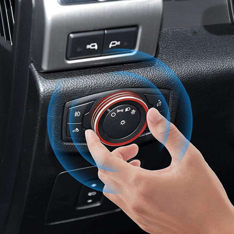 7PCS Car Air Conditioner Volume Knob Ring 4WD Trailer Headlight Switch Button Cover for 2016-2020,Re