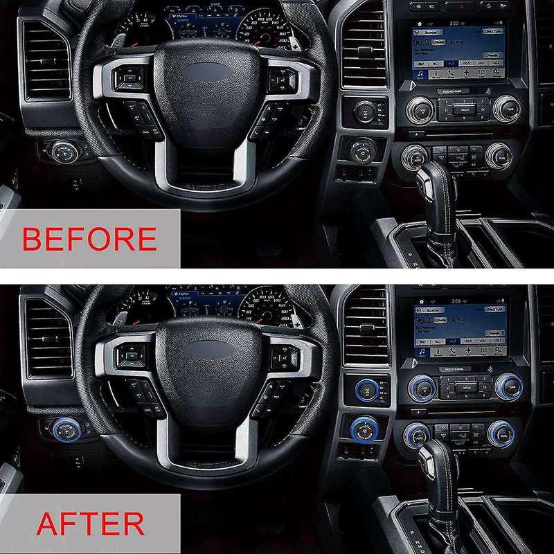 7PCS Car Air Conditioner Volume Knob Ring 4WD Trailer Headlight Switch Button Cover for 2016-2020,Bl