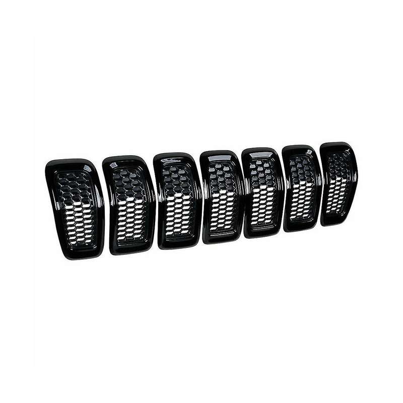 7pcs Car Front Bumper Central Grill Cover Trim Mesh Honeycomb Racing Grilles for 2014-2018(black)