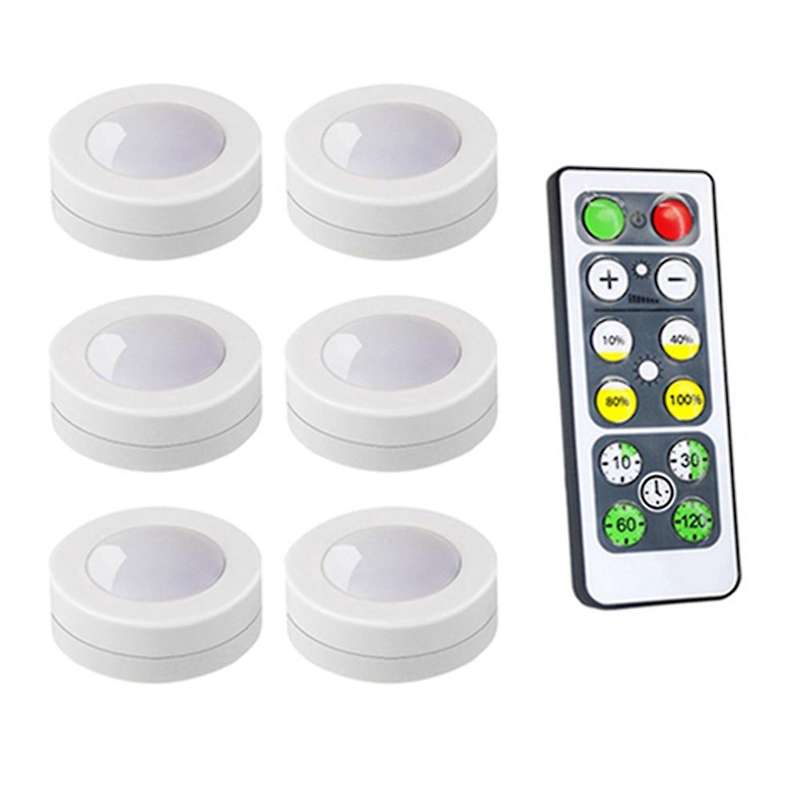 7PCS Dimmable Contact Sensor Under Cabinet Light LED Puck Lights Wireless Downlight Spotlights Hallw